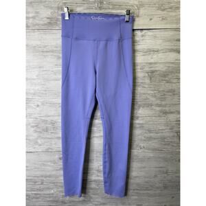 Jessica Simpson Active Leggings Womens Small Purple Scallop High Rise Yoga Pants